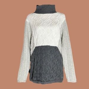 ORLY Block Color Cable Mock Turtleneck Sweater